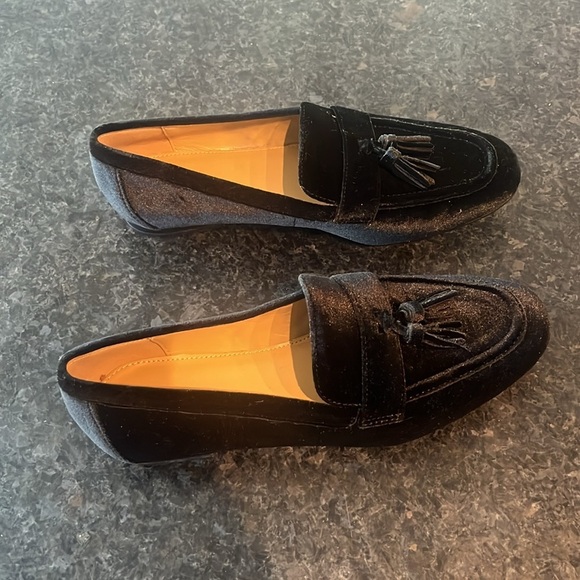 J. Crew Black Velvet Tassel Loafers Slip-On - Picture 4 of 8